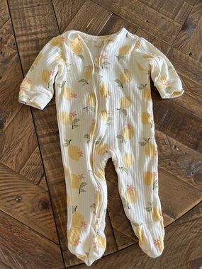 Cream Footed One-Piece with Yellow Lemon Print for Kids